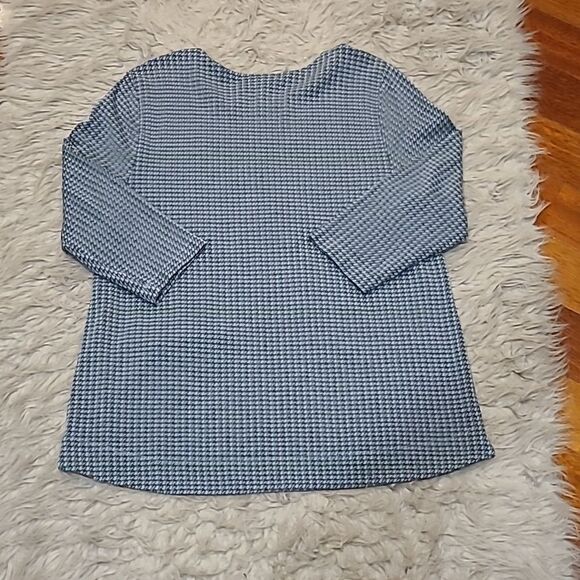 J jill Ponte womens light blue and gray‎ print viscoe stretch long sleeve shirt - Picture 5 of 6